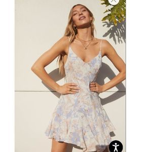 ASTR Godet Blue Multi Tie-Dye Slip Dress XL